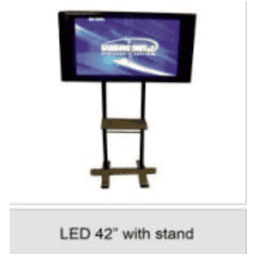 42” LCD SCREEN WITH TV STAND.